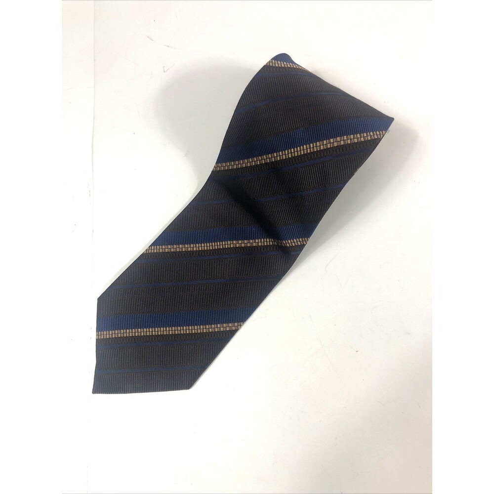 Daniel De Fasson 100% Silk Hand Made Men's Necktie Brown Striped Autographed Rep